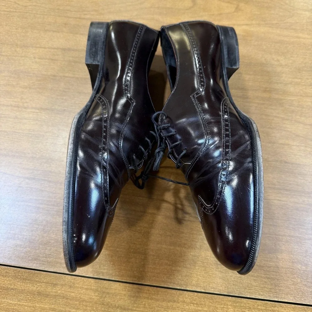 Johnston & Murphy Wingtip Shoes Mens Size 9.5 W Brown Brogue Oxford Italy Dress